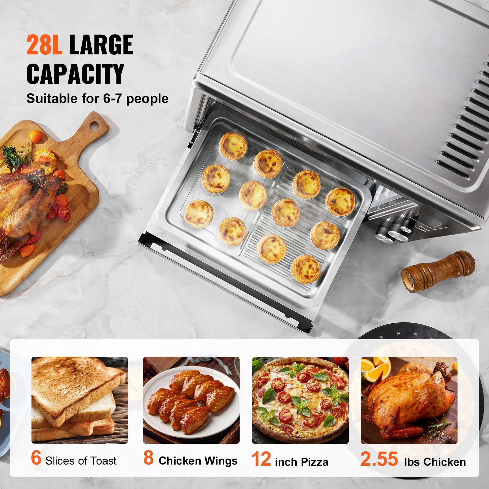 VEVOR 10-in-1 Convection Oven Multifunction Countertop Oven