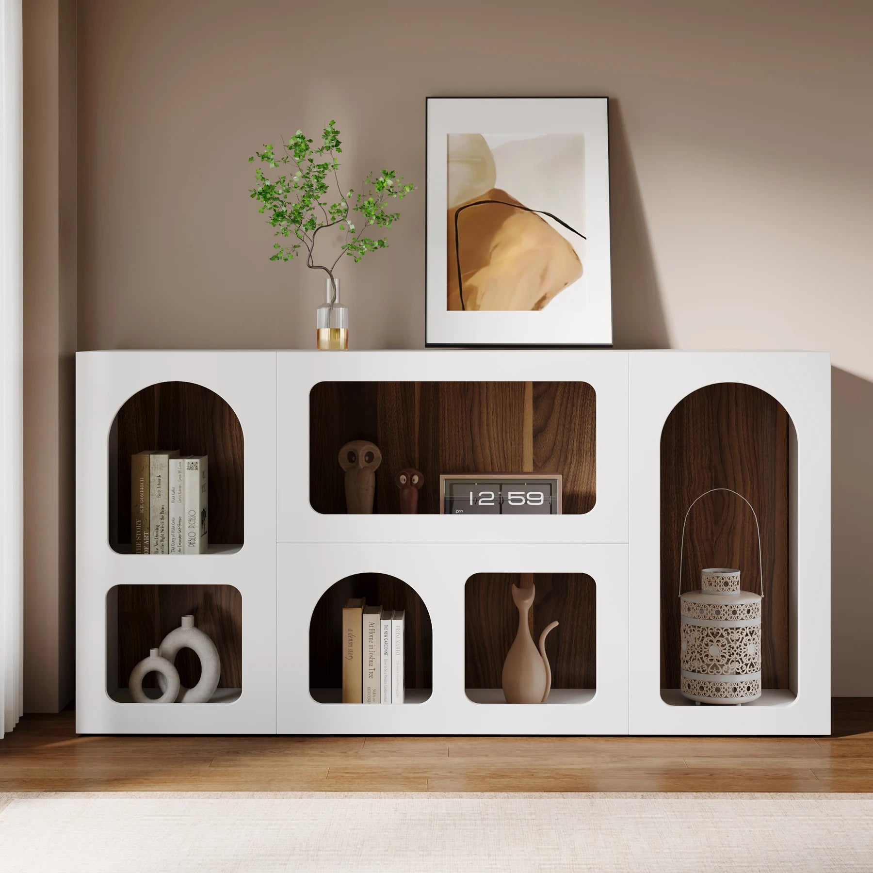 Tribesigns Modern Console Table With 6 Storage Compartments Entryway