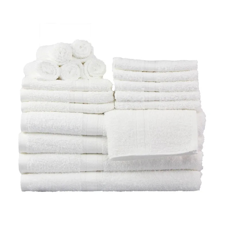 18-Piece 100% Cotton Towel Set, 4 Bath Towels, 4 Hand Towels, and 10 Face Towels, Soft and Super Absorbent
