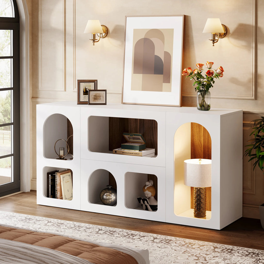 Tribesigns Modern Console Table With 6 Storage Compartments Entryway