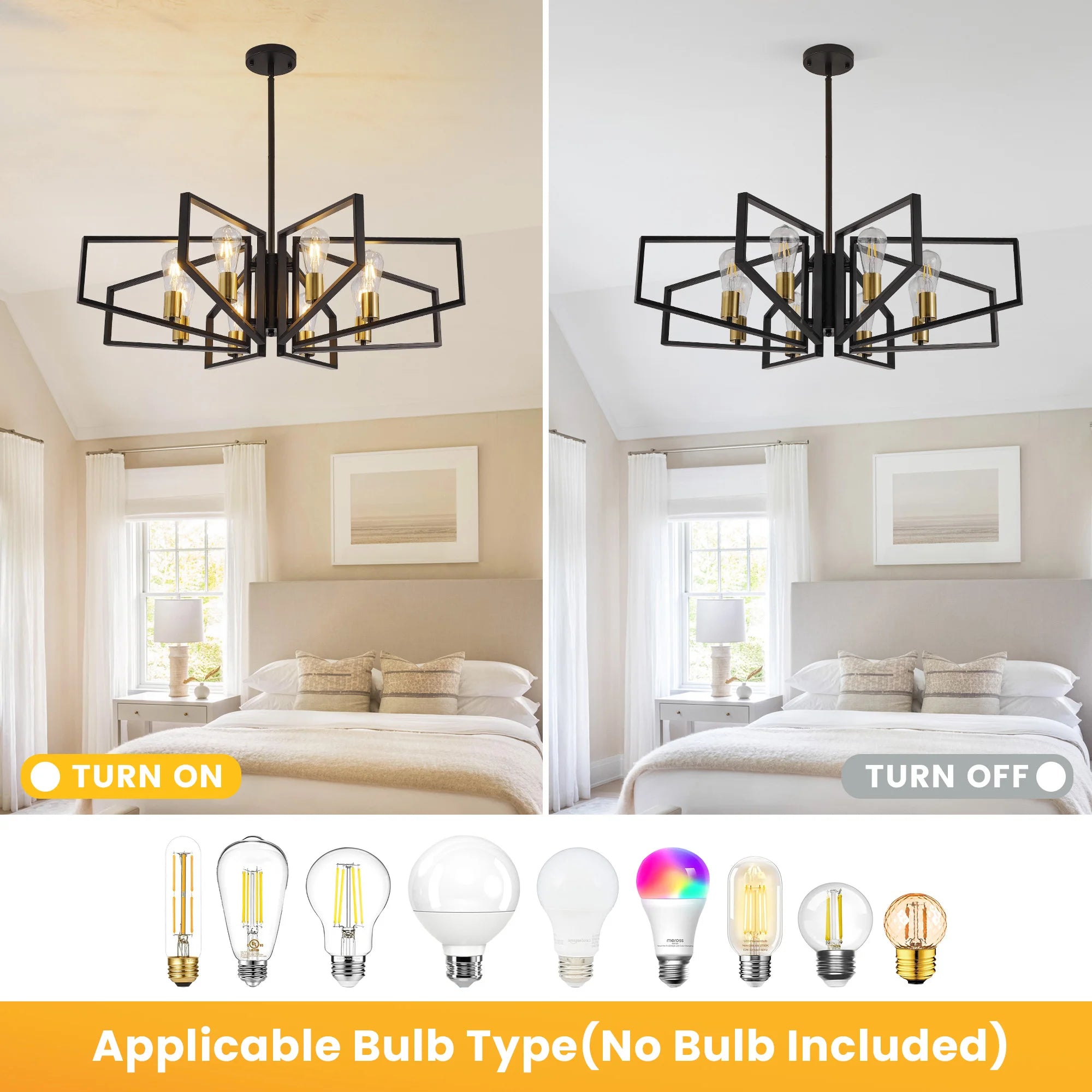 Modern Geometric 8 Light Chandelier With Adjustable Height Pendant