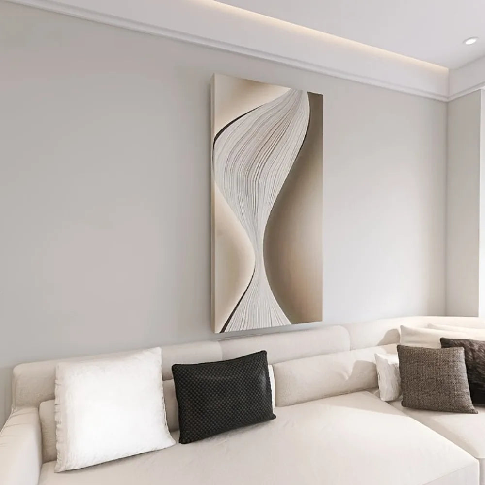 Modern Abstract Silk Canvas Wall Art With Pine Frame