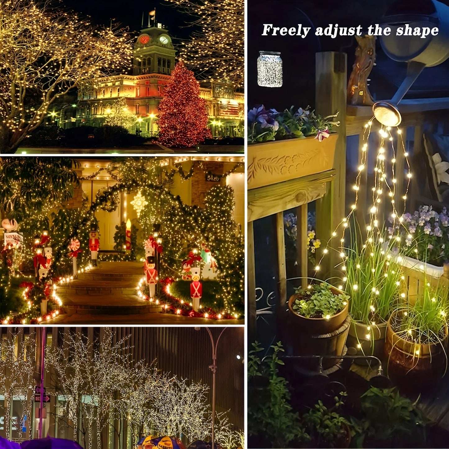 Solar String Lights 4-Pack 160ft 400 LEDs Outdoor Fairy Lights 8 Modes IP44