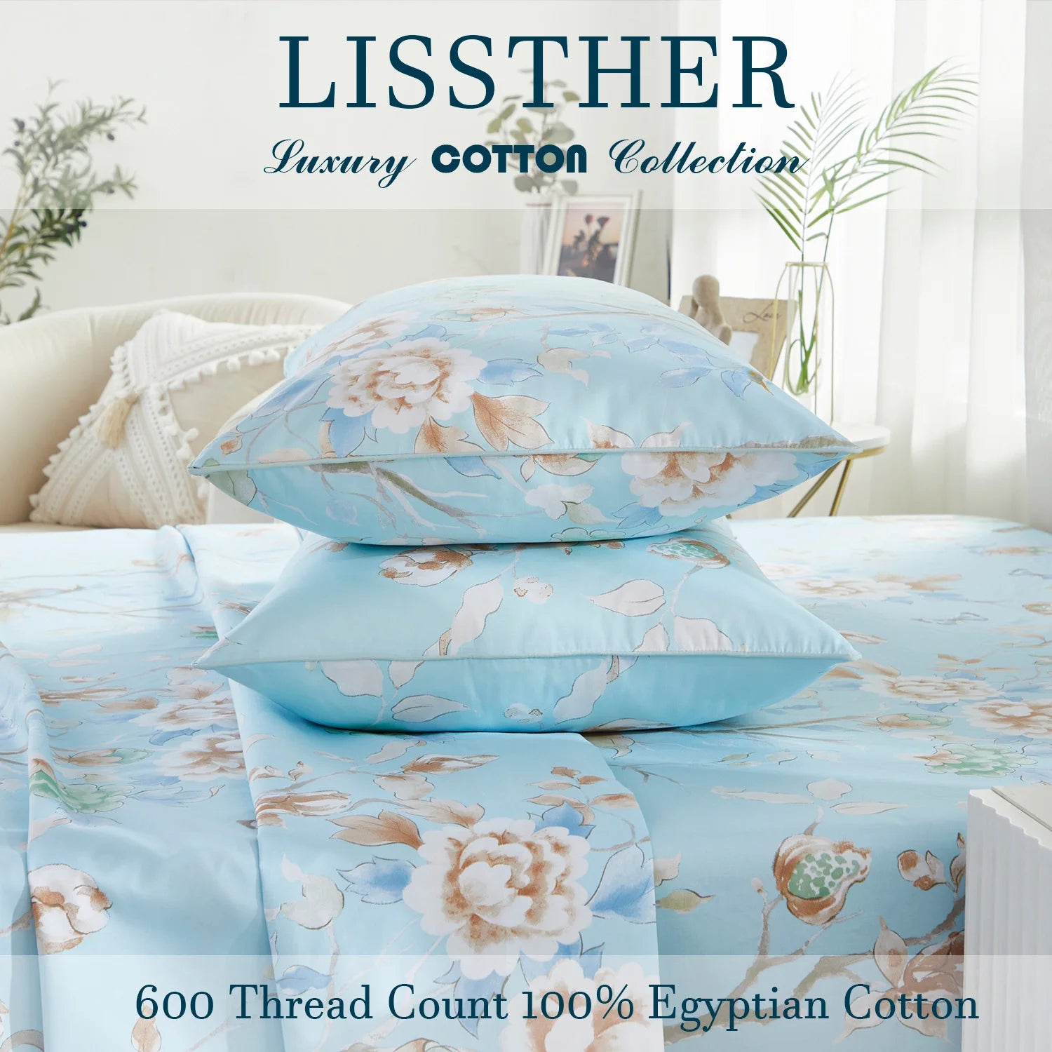 LISSTHERCN Duvet Cover Set 3 Piece 600TC Egyptian Cotton