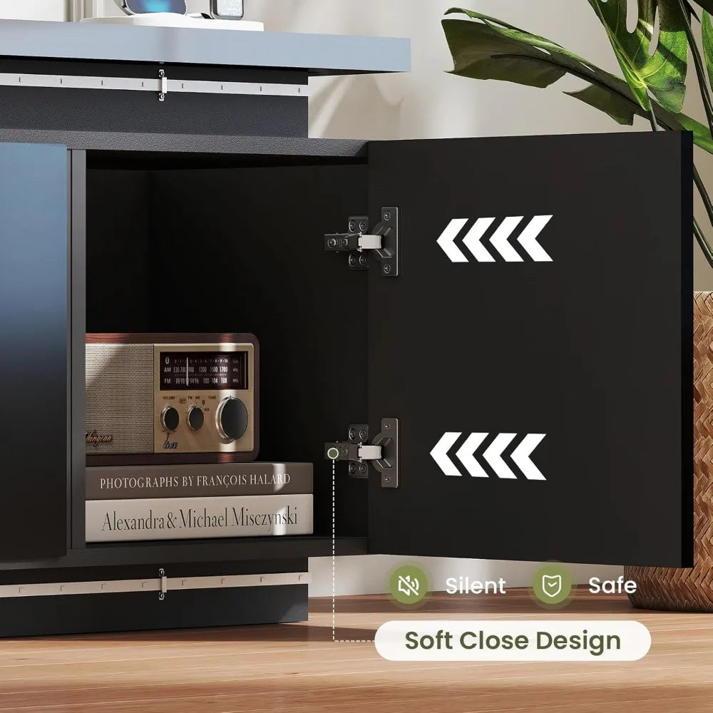 Angduo Fireplace TV Stand With LED Lights And Outlets