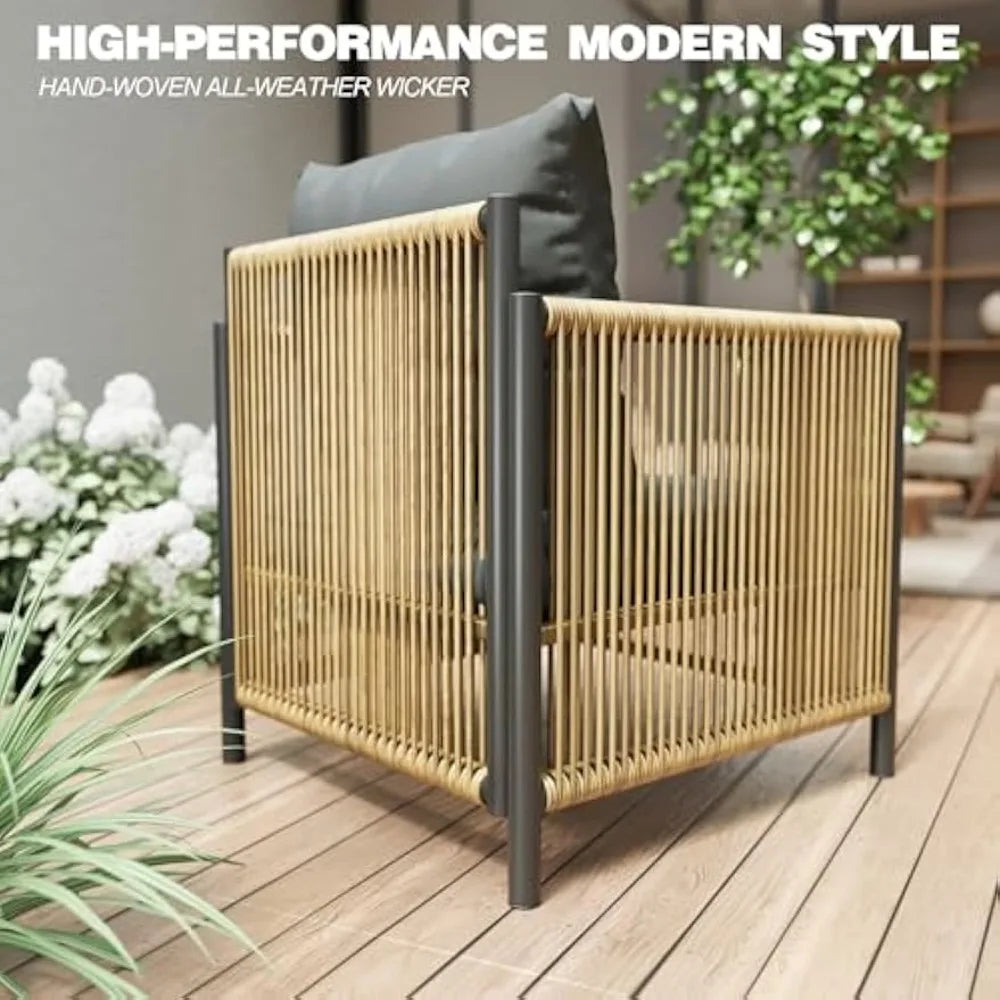 DAFIFY Outdoor Patio Furniture Set Four Pieces Cushions