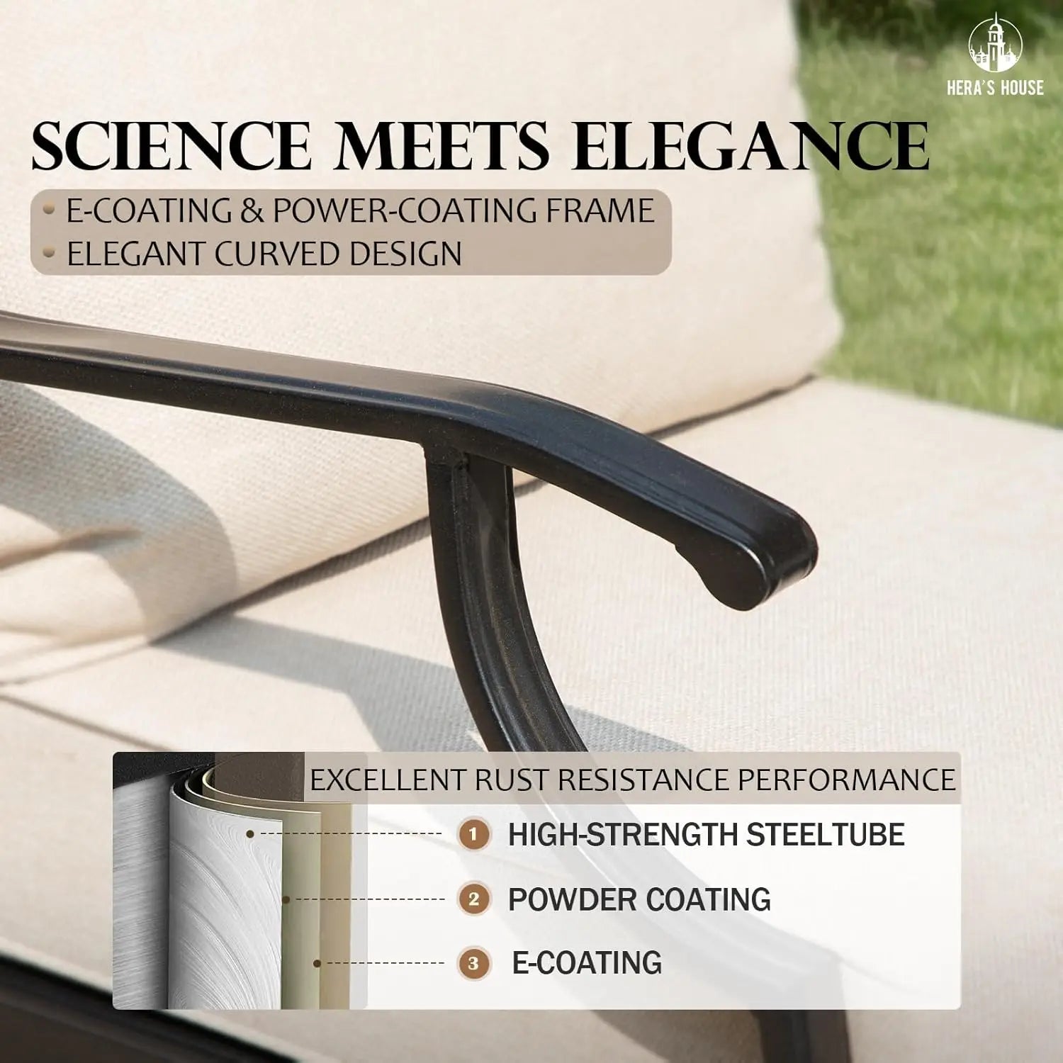 XMSJ Patio Conversation Set 5 Pieces Cushioned Outdoor Seating