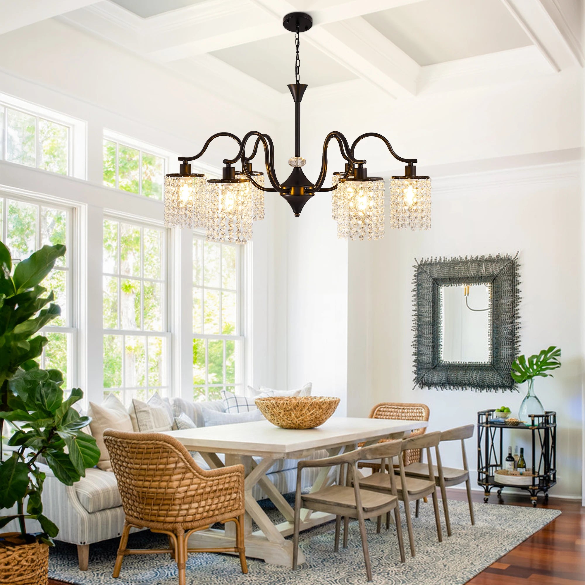 Long K9 Crystal Ceiling Chandelier For Kitchen Table Living Dining Room Bedroom Gold Crystal Branch Hanging Chandelier Lights