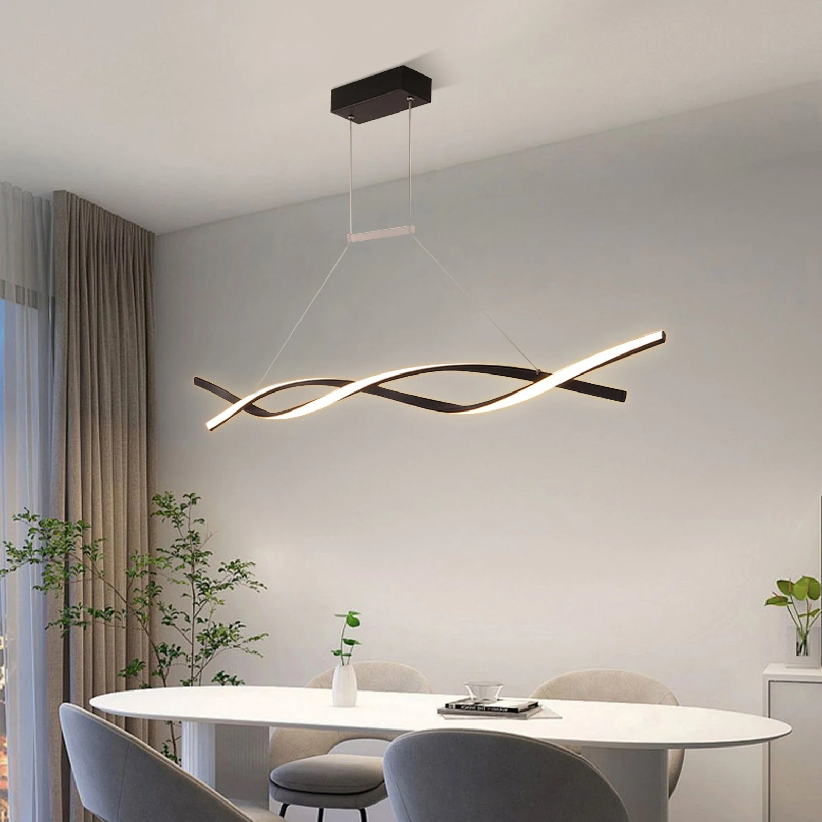 Modern Pendant Light With Remote For Bedrooms, 3 Lighting Modes