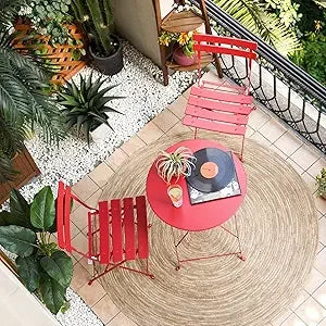 3-Piece Folding Bistro Set Weather-Resistant Outdoor Indoor Conversation Set for Patio