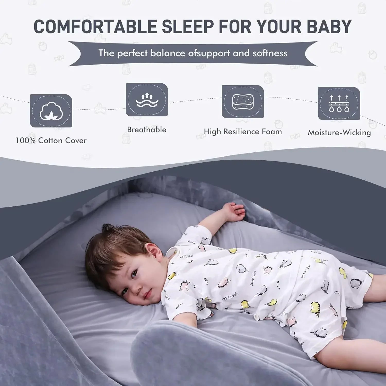 Customizable Toddler Bed for Kids Standard Crib with Certified Fabric