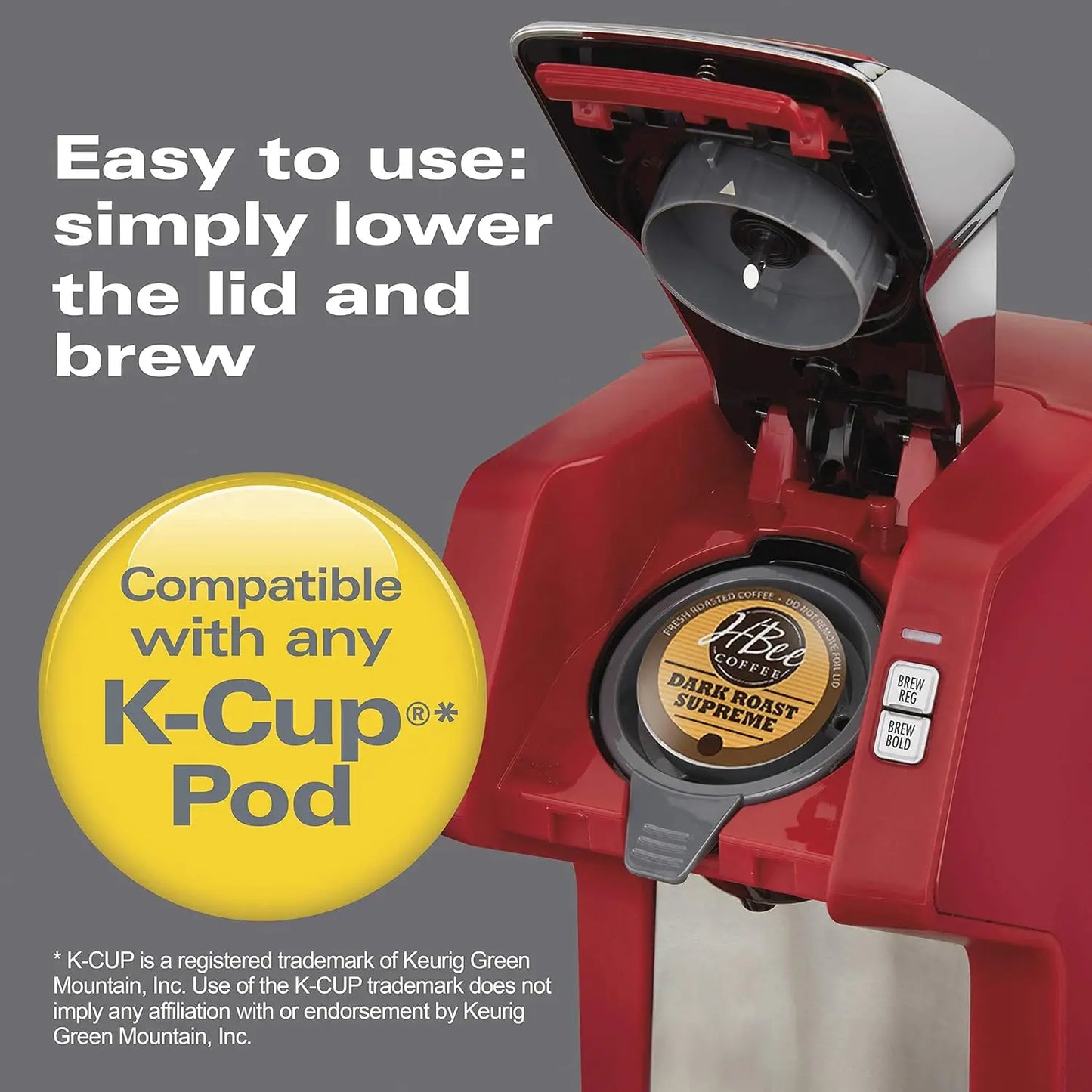 49945 FlexBrew Single-Serve Coffee Maker Compatible with Pod Packs and Grounds, 1 Cup, Red