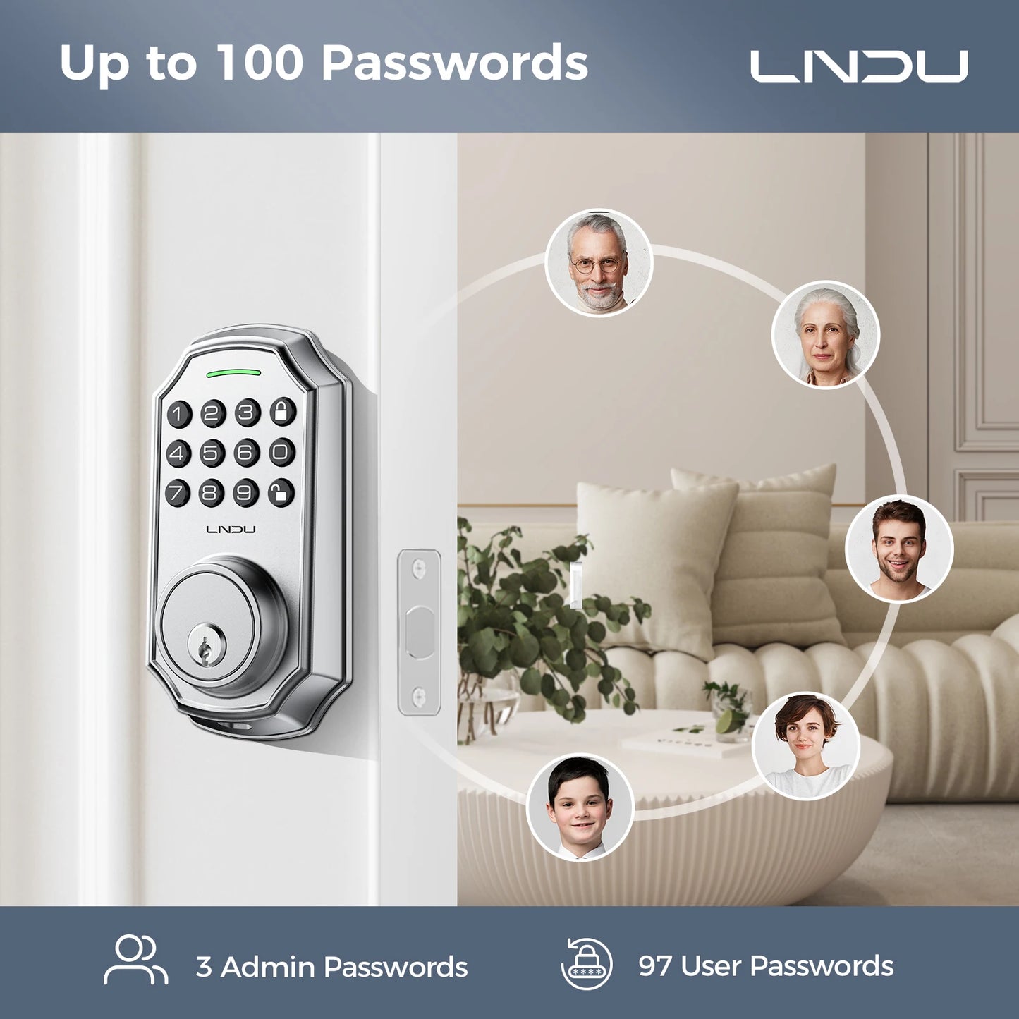 LNDU D180 Smart Lock With Electronic Keypad Deadbolt