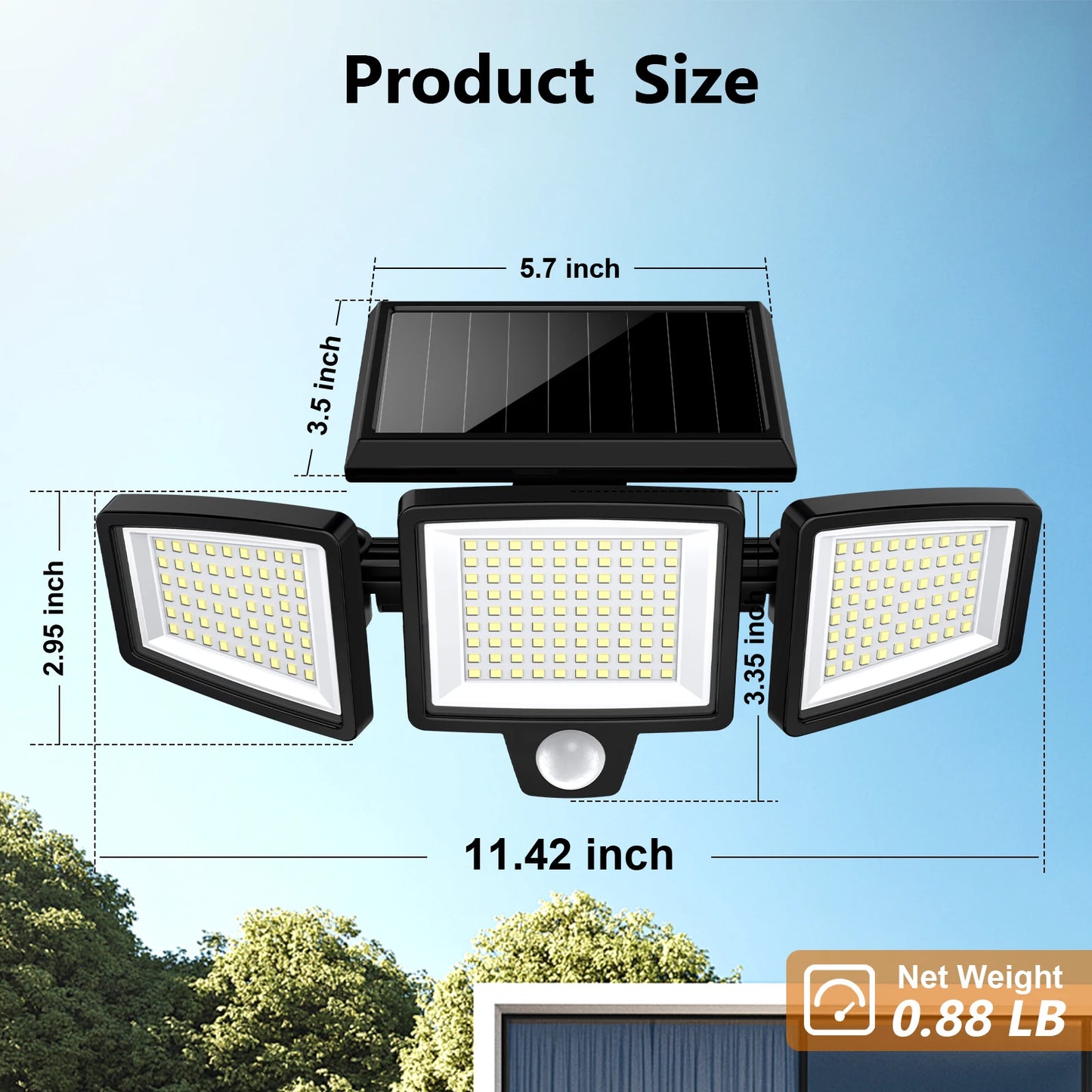 SZRSTH 3 Pack Outdoor Solar Motion Sensor Security Lights