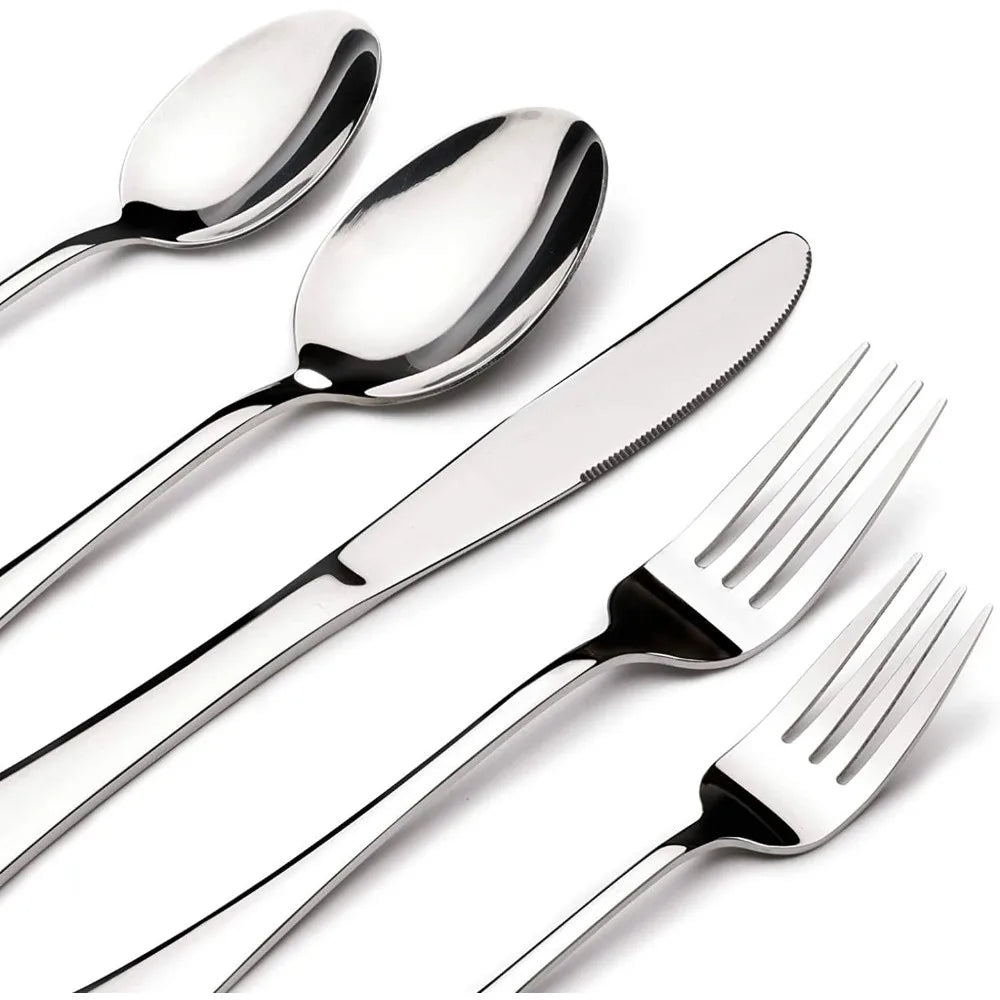 60 Piece Stainless Steel Flatware Set for 12 With Steak Knife Fork Spoon
