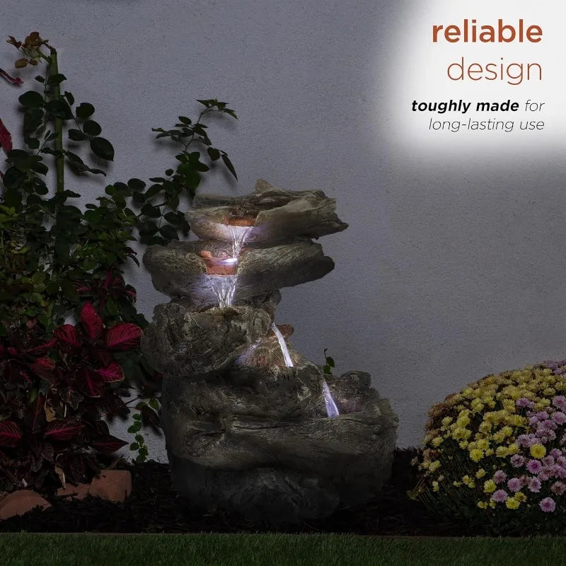 WIN1087 Indoor Outdoor Floor Waterfall Fountain With LED Lights