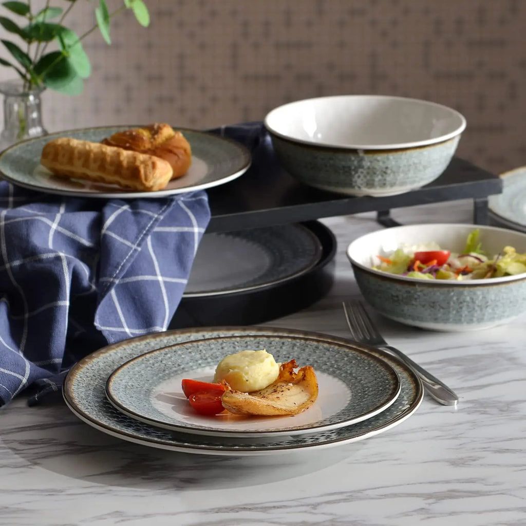 Melamine Dinnerware Sets 12pc For 4 Unbreakable Dishwasher Safe