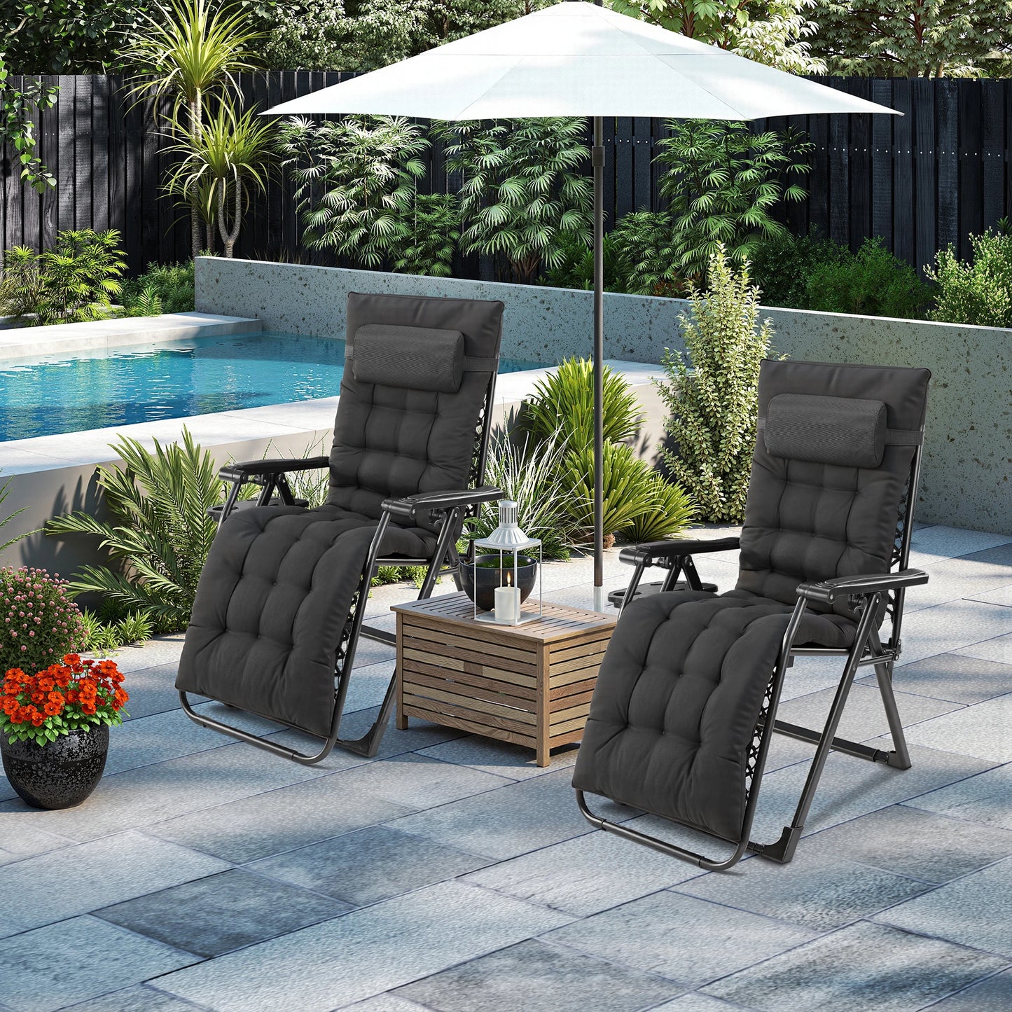 JHK Zero Gravity Folding Portable Cup Holder Recliner Outdoor Patio