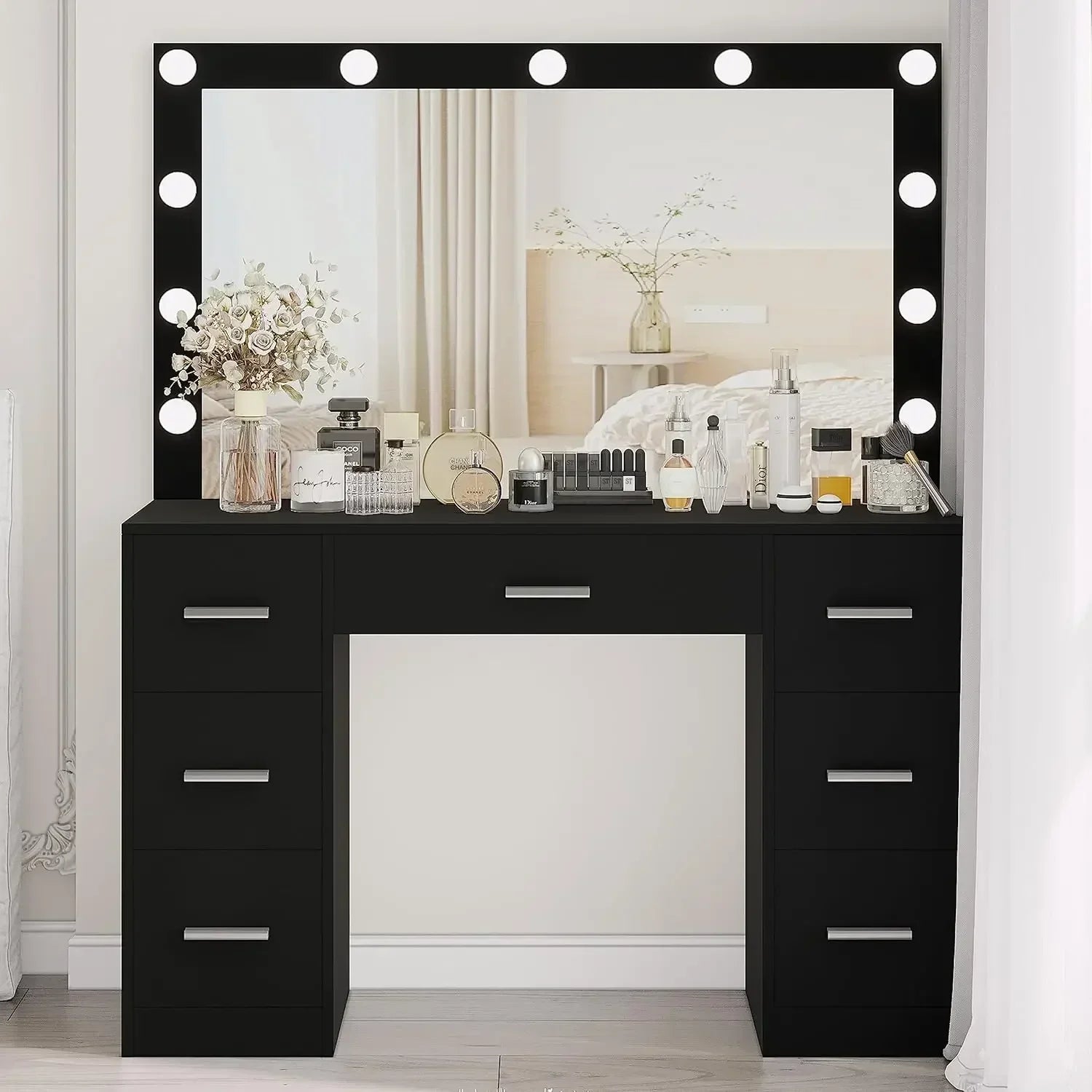 XMSJ Vanity Table With Lighted Mirror 3 Lighting Modes