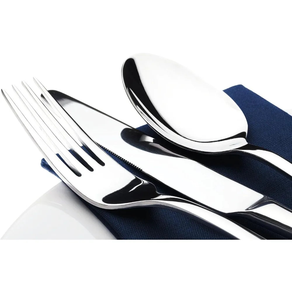 60 Piece Stainless Steel Flatware Set for 12 With Steak Knife Fork Spoon
