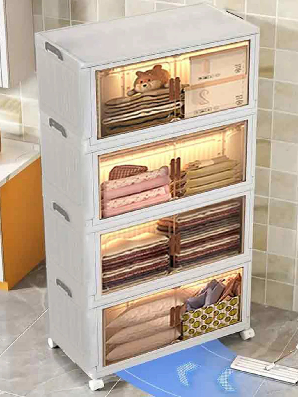 Versatile 5 Layer Folding Storage Cabinet Magnetic Doors