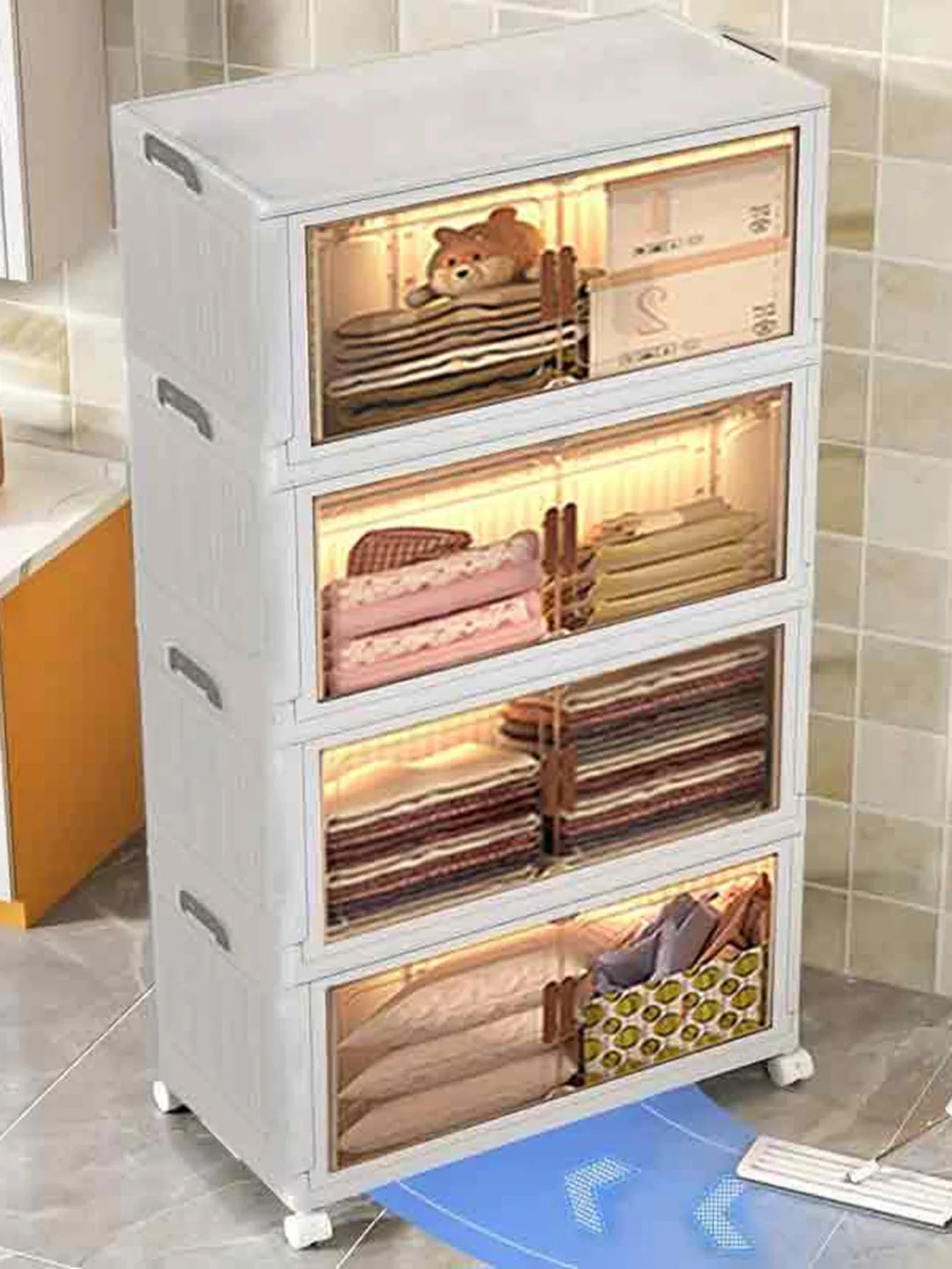 Versatile 5 Layer Folding Storage Cabinet Magnetic Doors