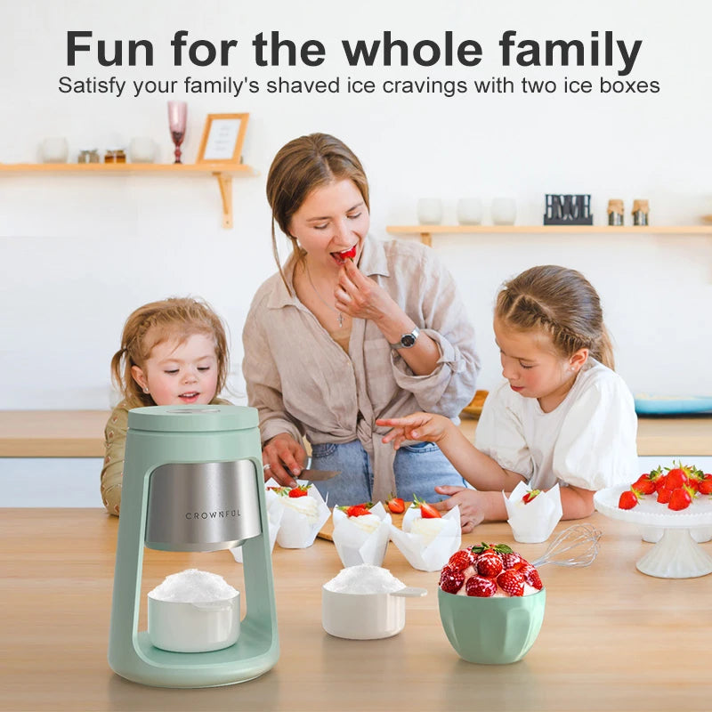 Crownful Shaved Ice Machine Mini Ice Crusher Portable Home Use