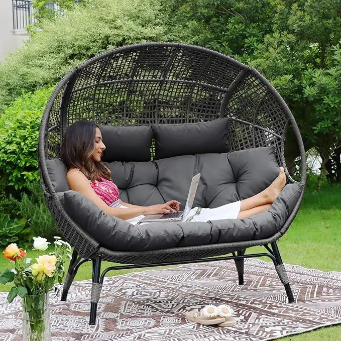 XMSJ Double Egg Chair Indoor Outdoor 2 Person Loveseat