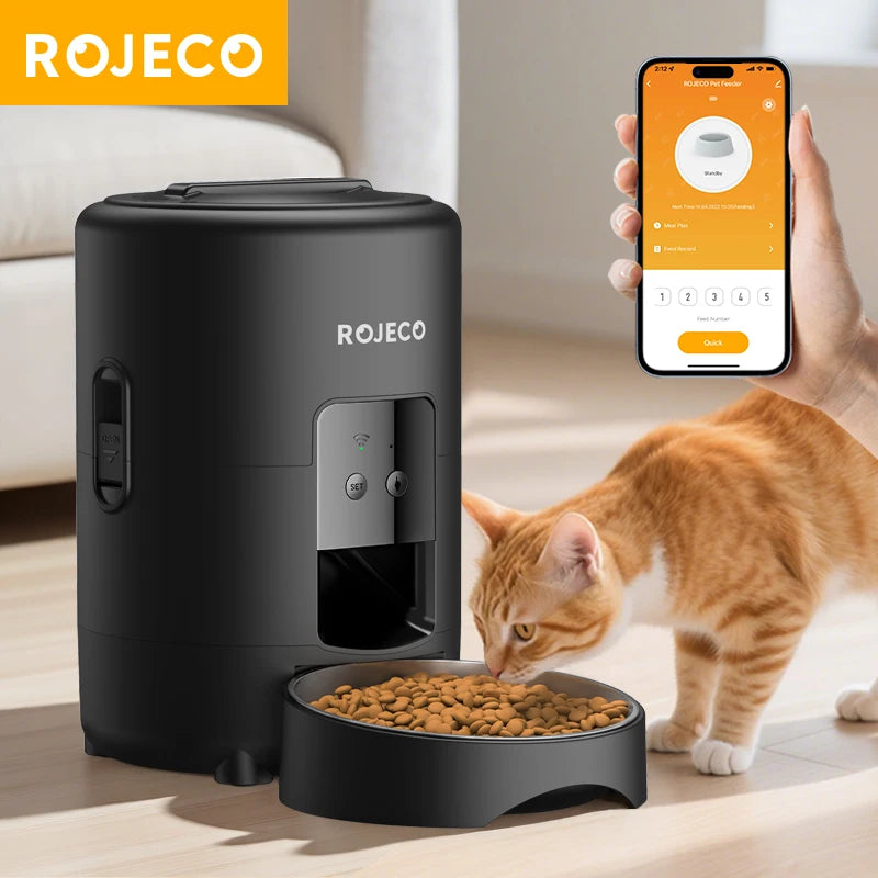 ROJECO Automatic Cat Feeder 2L Smart WiFi App Remote Control