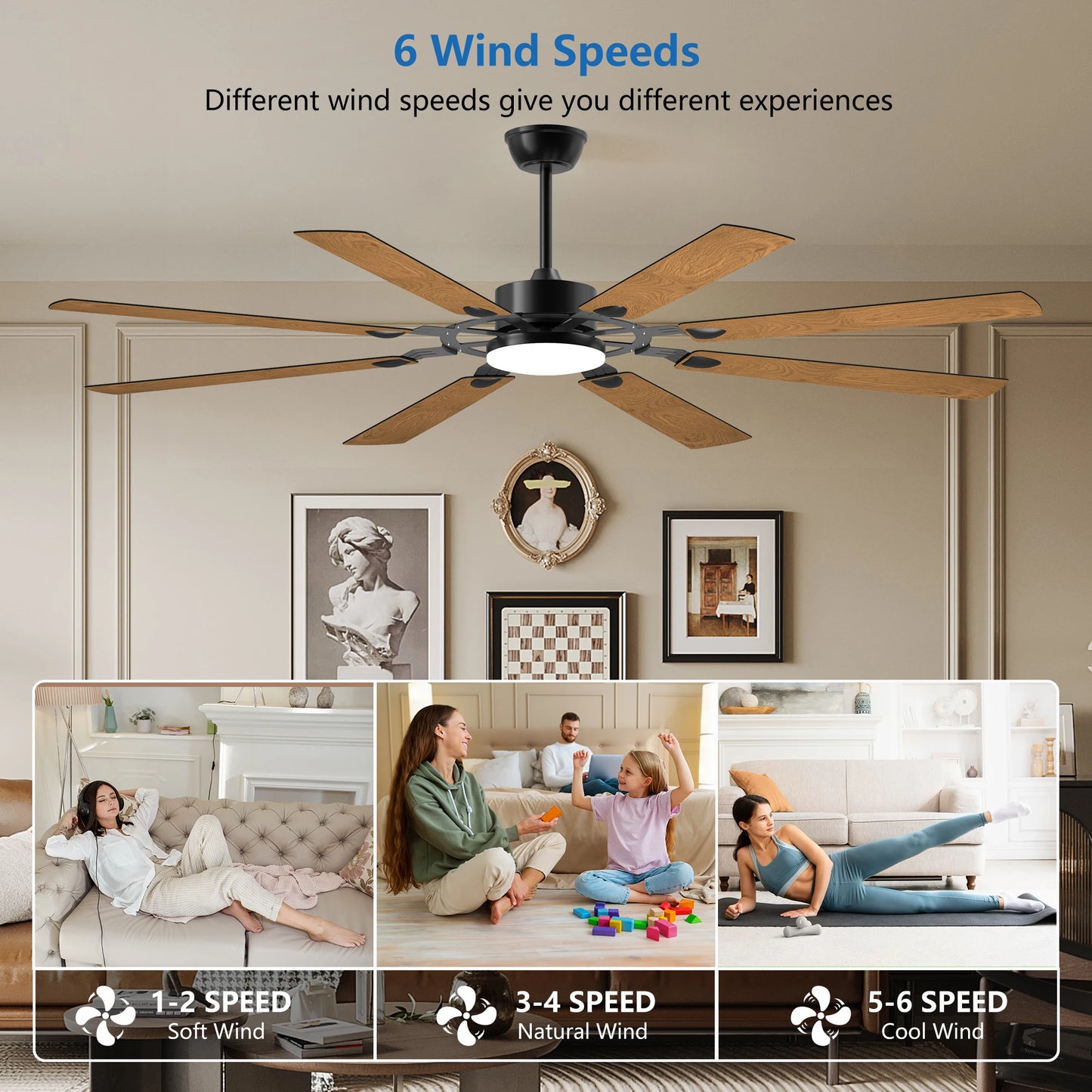 Ceiling Fans With Lights LED Remote Control Flush Mount Low Profile