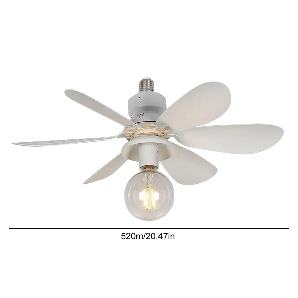 E27 Socket Fan LED Light E27 Base 52cm Modern LED Ceiling Fan Remote Control Chandelier Ceiling Fan 3 Speeds for Bedroom Kitchen