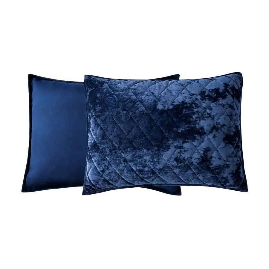 Distressed Velvet Quilt Set With Diamond Quilting