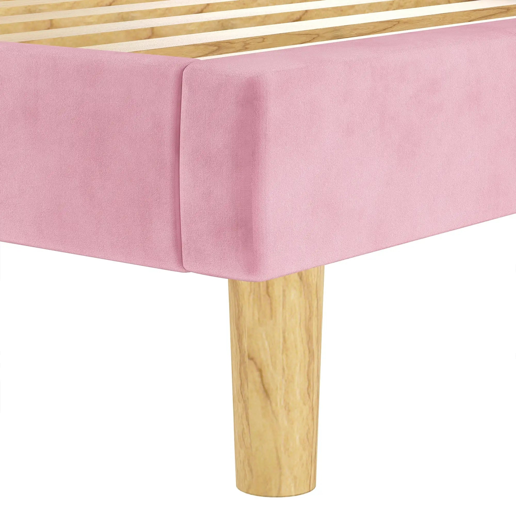 LIKIMIO Velvet Upholstered Twin Bed Frame With Headboard And Slats