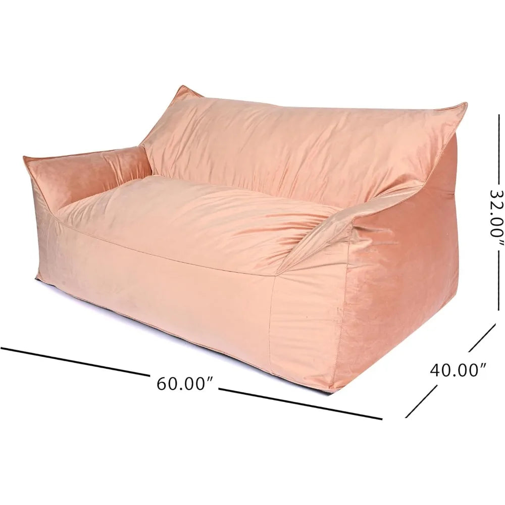 Pink Foam Bean Bag Sofa with Armrests, High-Density Foam Reading Lounge Chair