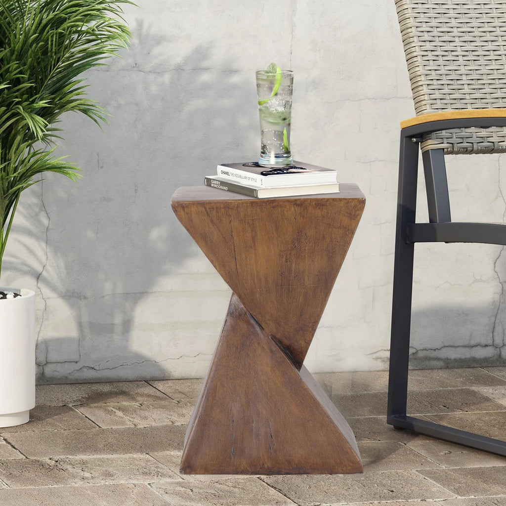 Wisfor Lightweight Concrete Triangle Accent Table For Indoor Outdoor Use