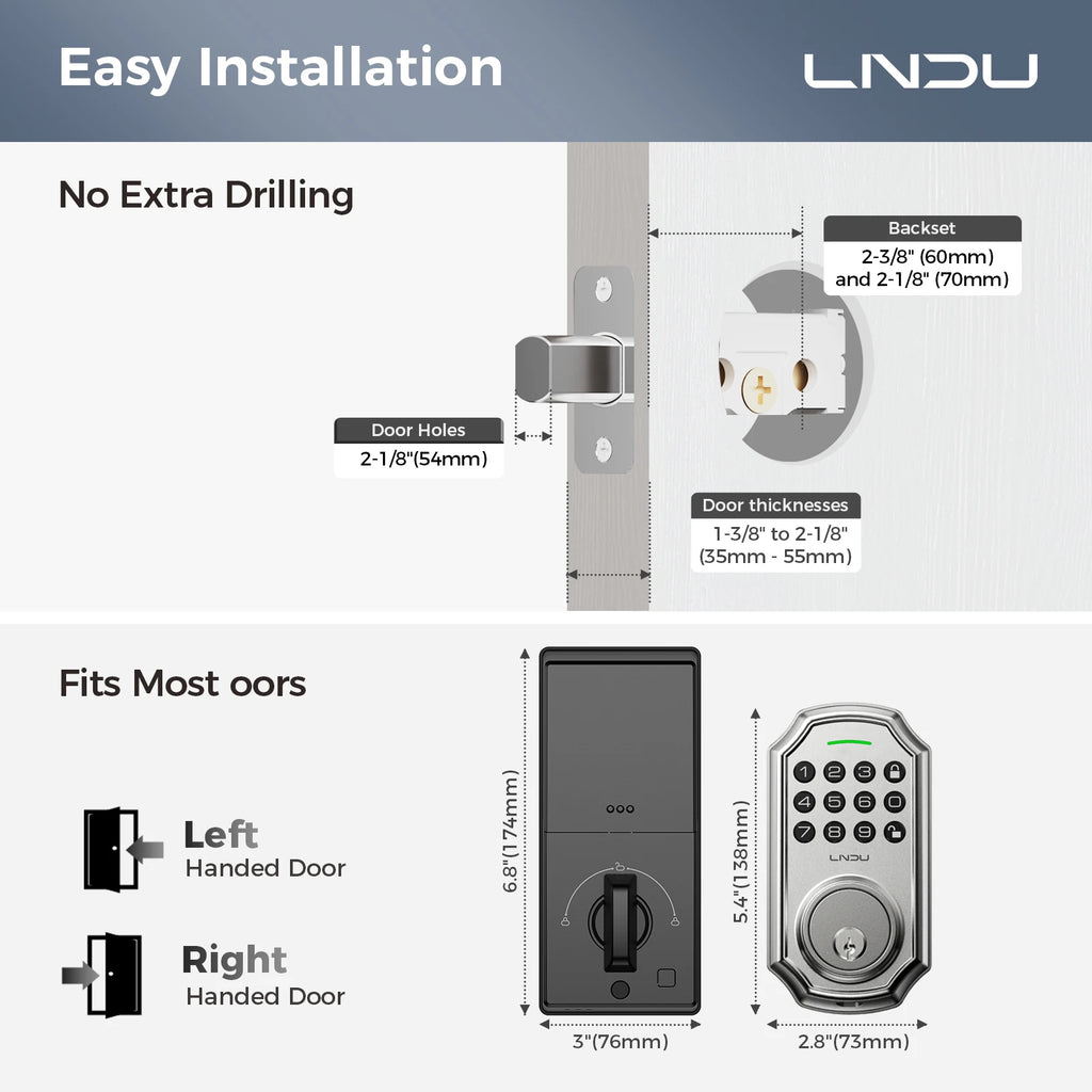 LNDU D180 Smart Lock With Electronic Keypad Deadbolt