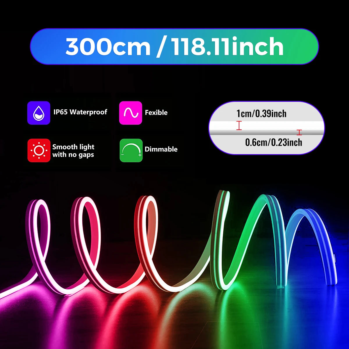 Mexllex Neon WiFi RGB LED Strip Lights Outdoor Waterproof