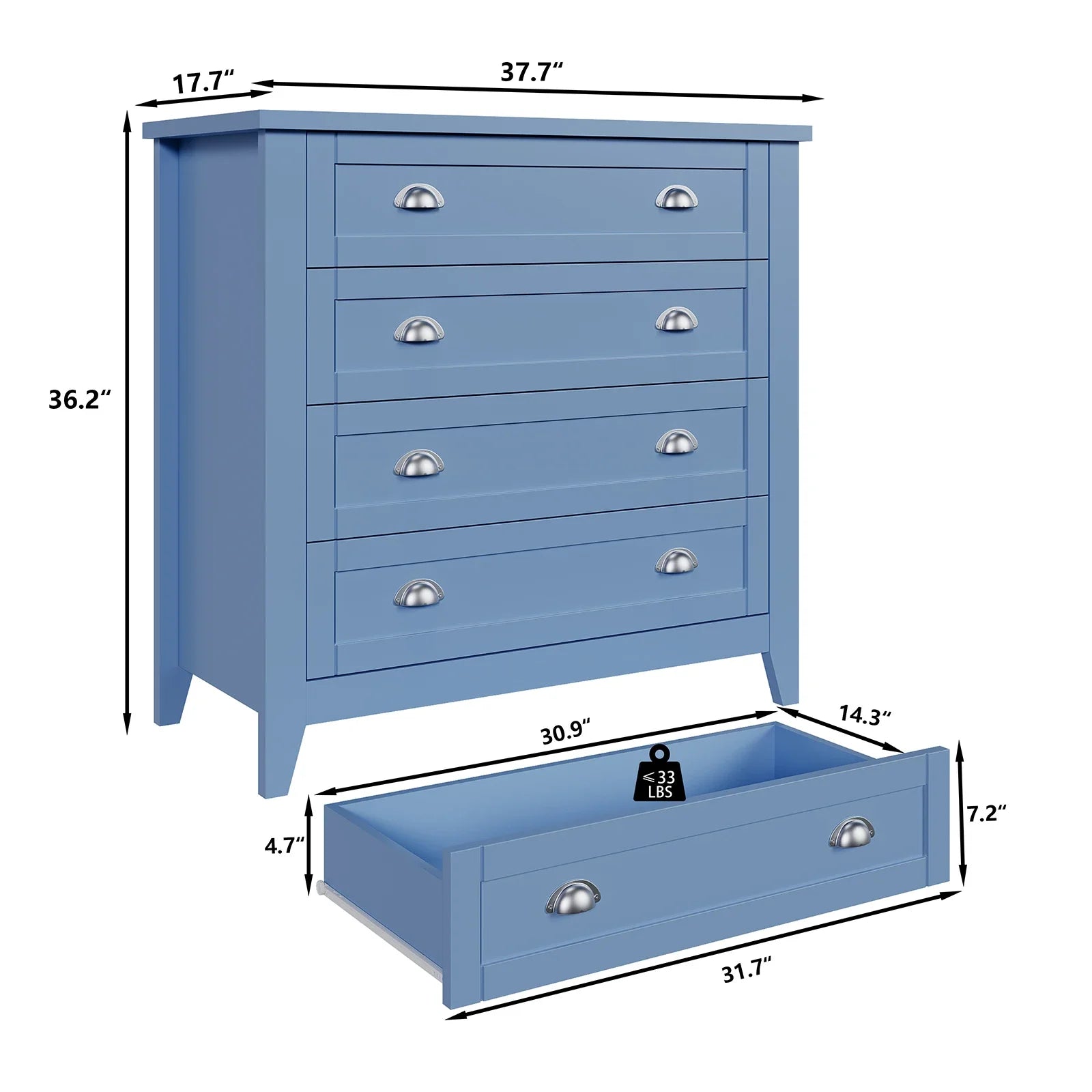 General Use Modern 6 Drawer Wooden Dresser For Bedroom