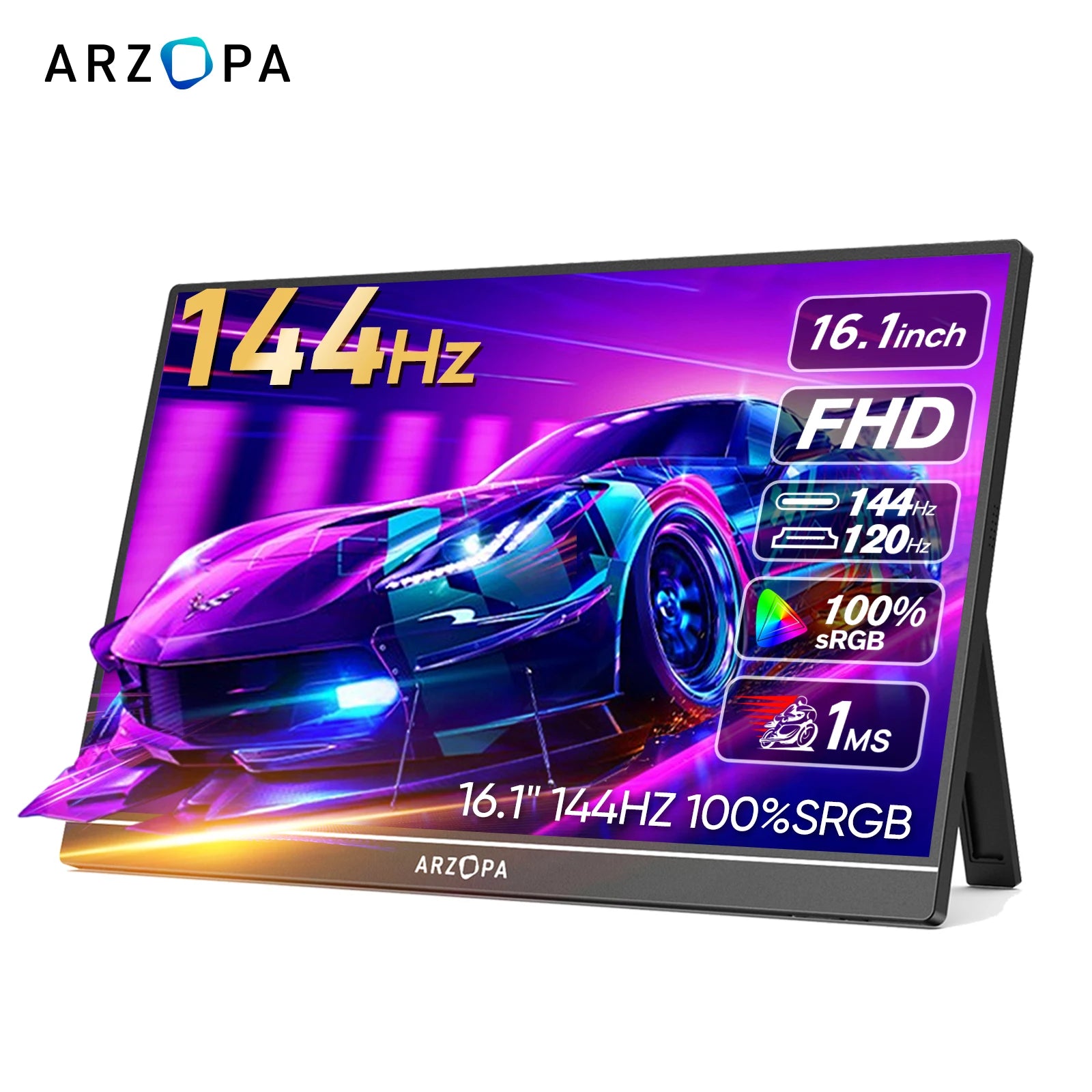 Arzopa Portable 144Hz 100% sRGB Gaming Monitor USB C HDMI