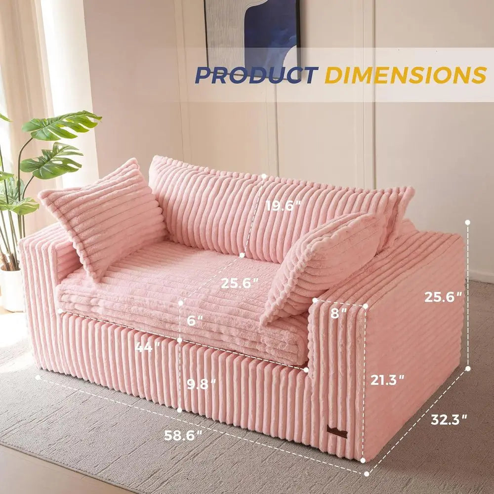 Bean Bag Sofa Couch, Loveseat Boneless Couch in a Box, Upholstered Mini Sofa with Deep Seating for Living Room, Bedroom, Office,