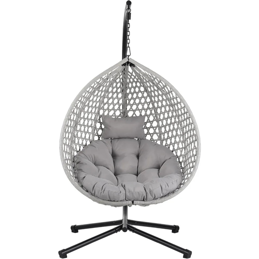 DOONELITH Egg Chair With Stand Outdoor Patio Wicker Swing