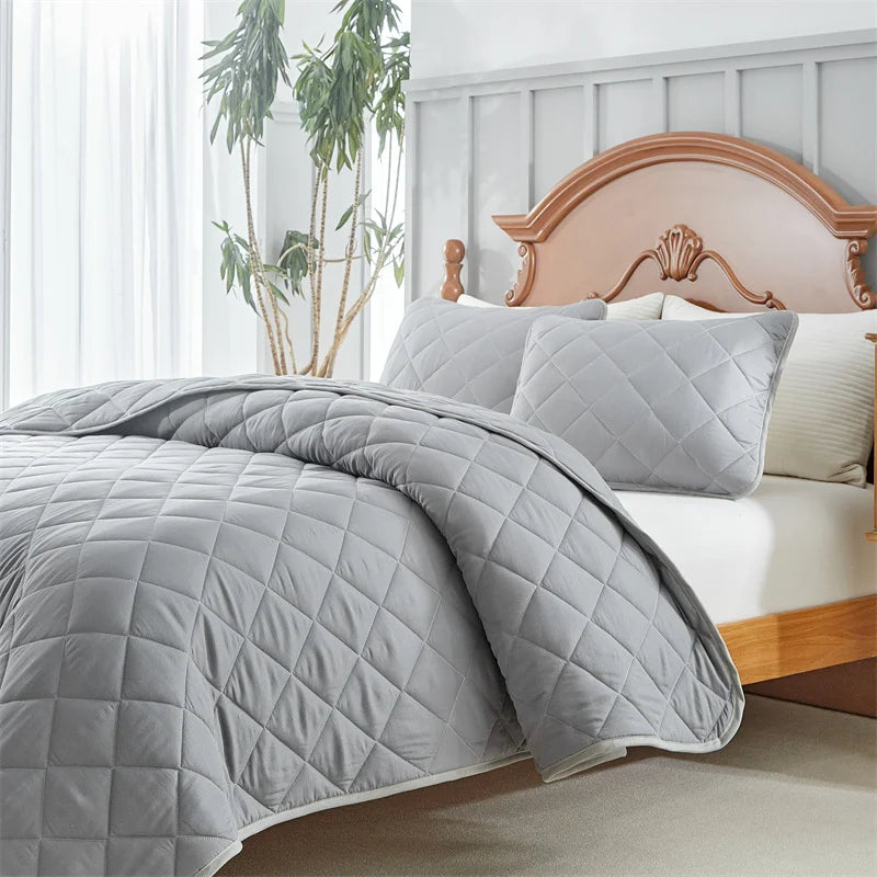 NONECN Lightweight Polyester Cotton Bedspread Coverlet Set With Pillow Shams