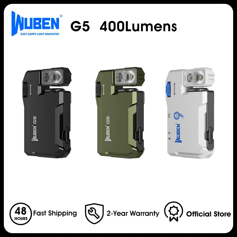WUBEN G5 Rechargeable EDC Flashlight Dual Light RGB
