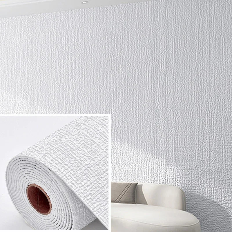 NONECN Linen 3D Foam Self Adhesive Wallpaper Waterproof
