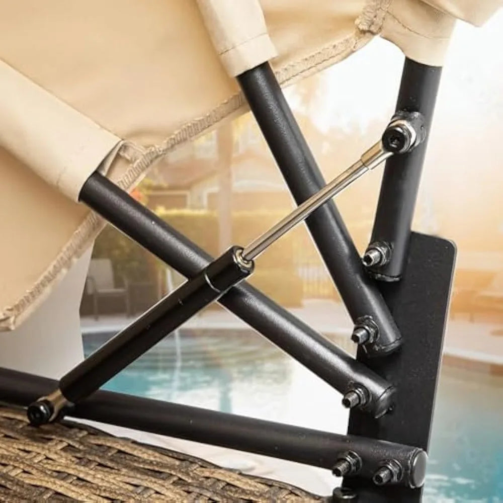 Filling Outdoor Wicker Daybed Set With Canopy And Cushions