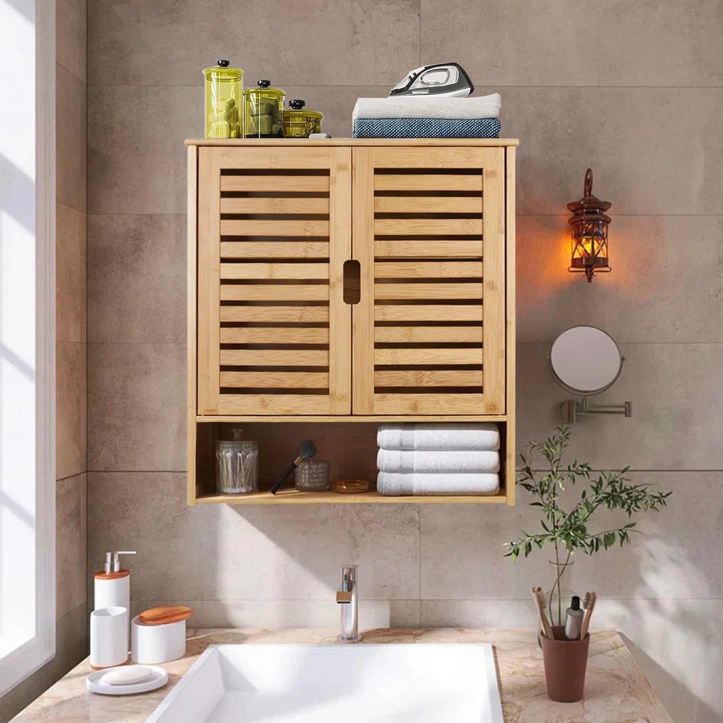 WisforFininsh Wall Cabinet Bathroom Storage With Adjustable Shelves