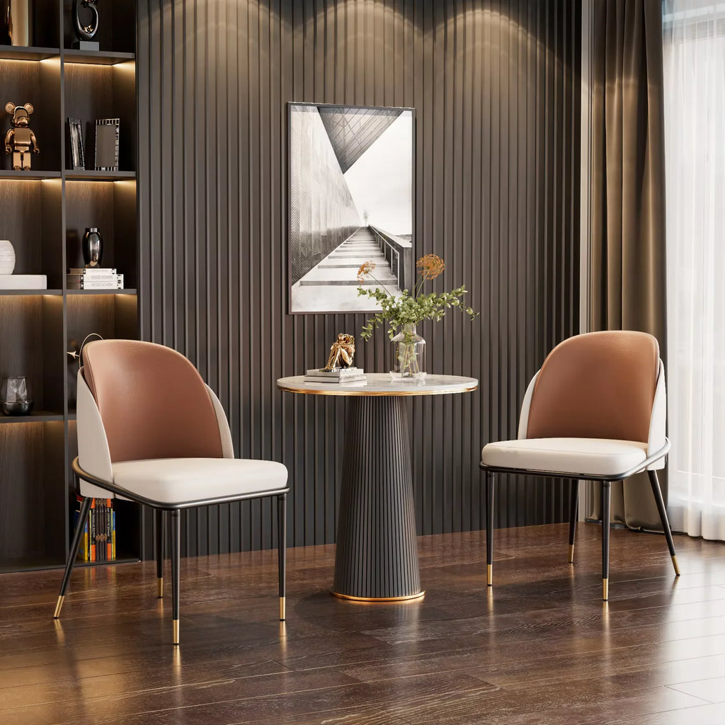 Modern Upholstered Dining Chairs Microfiber Leather Set of 2