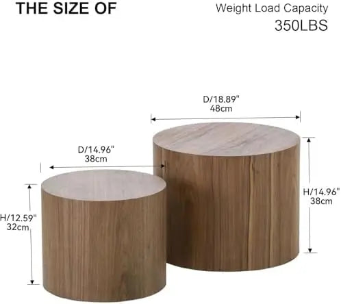 Nesting Walnut Coffee Tables Set of Two