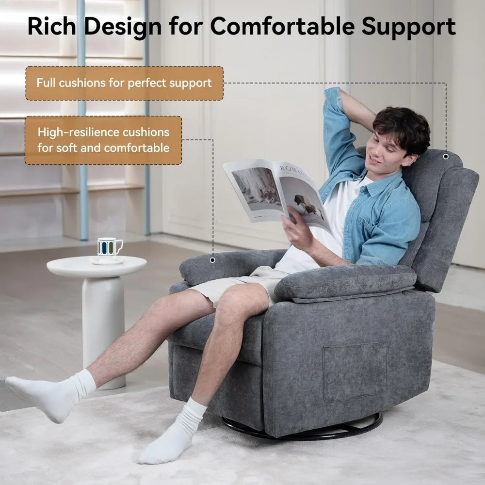 ANGDUO Swivel Rocker Recliner Chair Adjustable Backrest