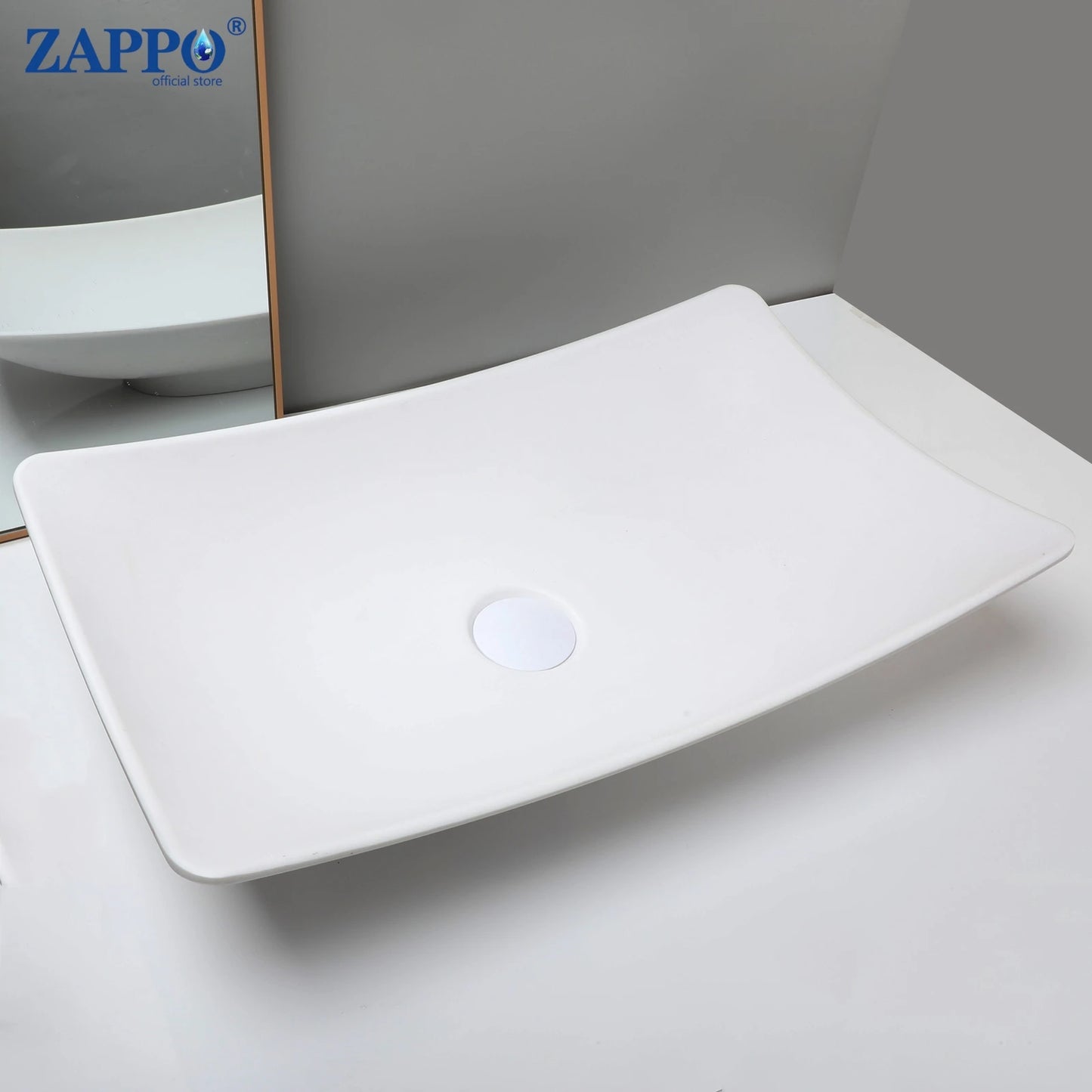 ZAPPO Bathroom Vessel Sink With Drain Bathroom Stone Resin Washbasin Round Above Counter Bowl Sinks for Bar Hotel (No Faucet)